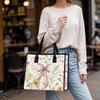Romantic Floral Bow Casual Tote Bag for Daily Shopping Travel Commute Portable Stylish Ladies Shoulder Bag