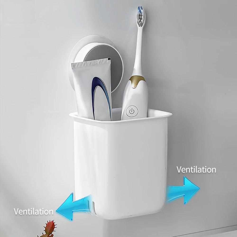 Portable Toothbrush Wall Mounted Drainage Storage Shelf No Punching Toothbrush Holder Bathroom Cosmetics Organizer Rack
