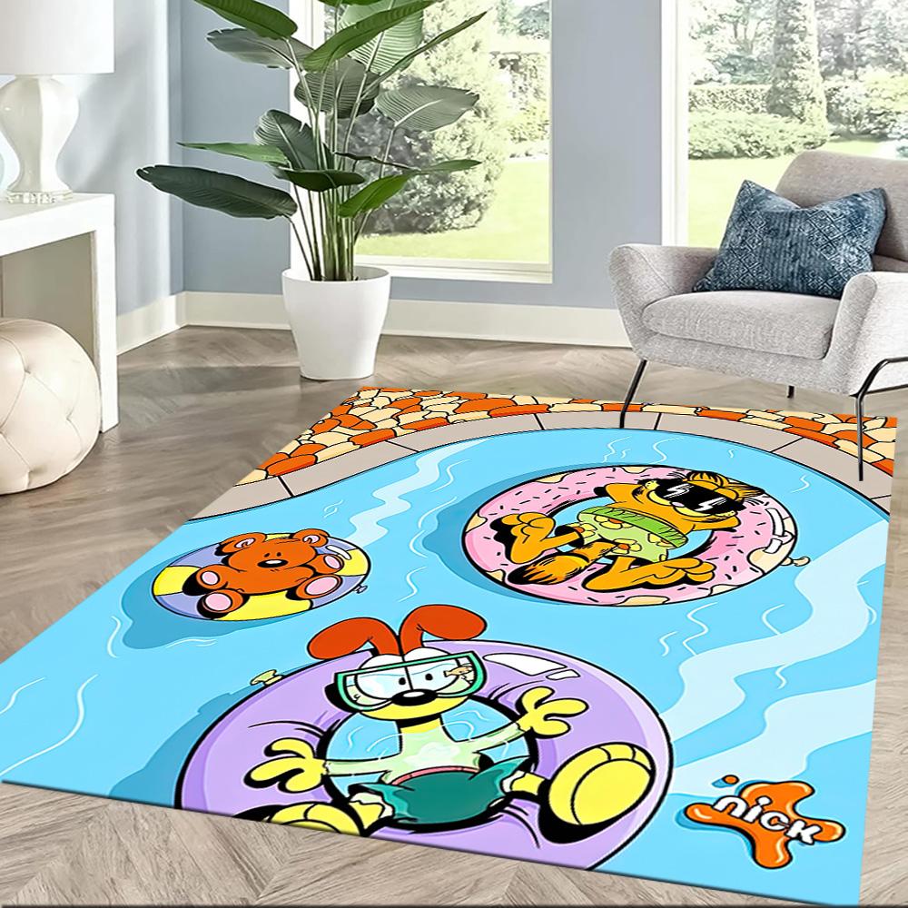Garfield On Stage Square rugs are a great choice for living rooms, bedrooms, home décor, and as gifts