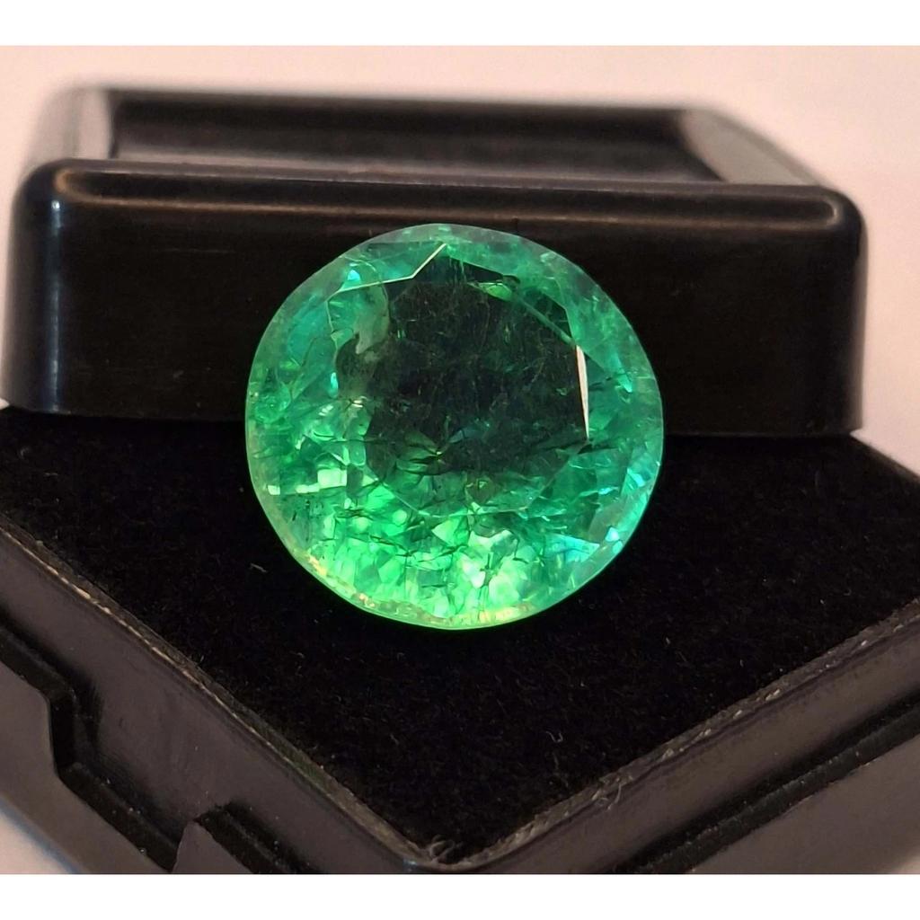 8-10 Ct Natural Green Emerald Colombian Round Cut Fabulous Certified Gemstone