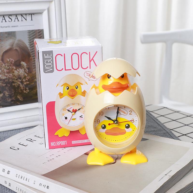 

Cartoon Chick Alarm Clock for Students - Creative Quartz Bedside Timekeeper жёлтый