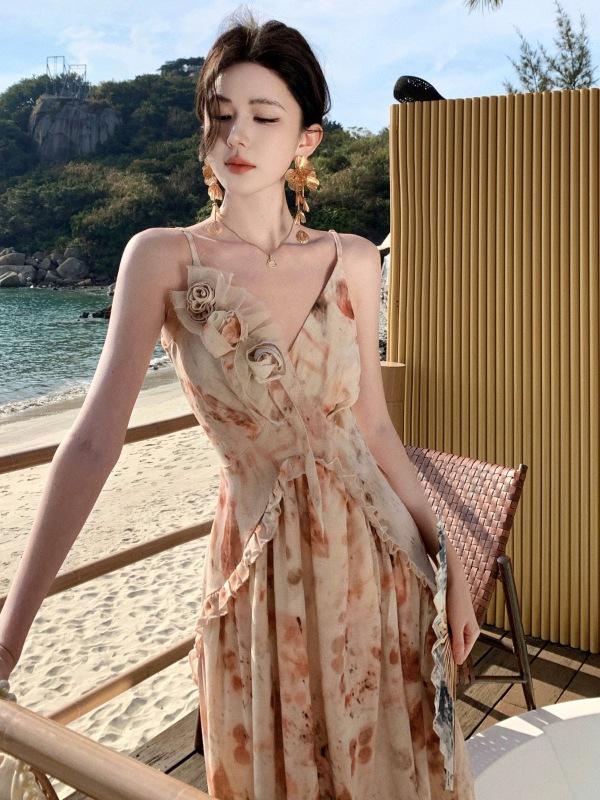 

Retro Tie-Dye Spaghetti Strap Swing Dress Large