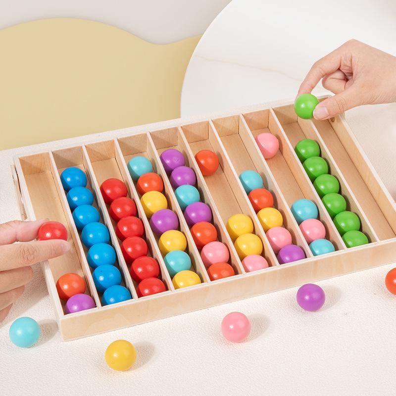 Wooden Color Ball Placement Game for Early Education - Encourages Color Matching, Classification, and Logical Thinking In Preschoolers.