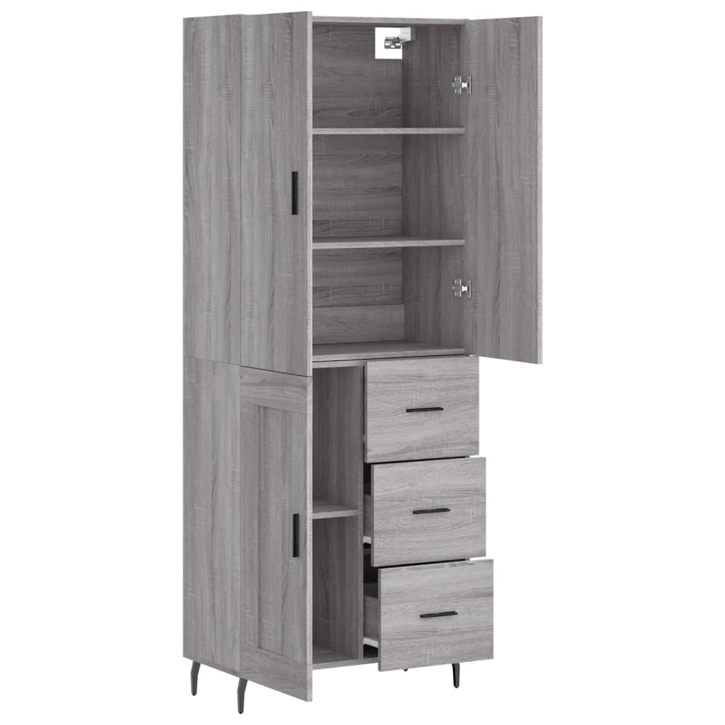Highboard Gray Sonoma 69.5 X 34 X 180 Cm Particleboard