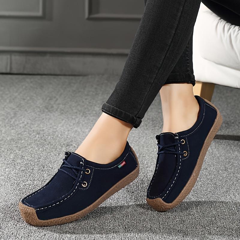 Spring Single Shoes Women Really Versatile Bean Shoes Comfortable Women Casual Flat Single Shoes Lace Up