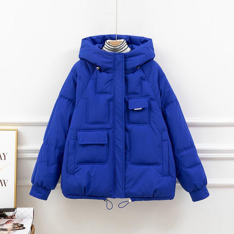 Blaue Baumwoll-Steppjacke Damen neue Mode Brotjacke Herbst und Winter warme Jacke verdickte Baumwoll-Steppjacke Trend