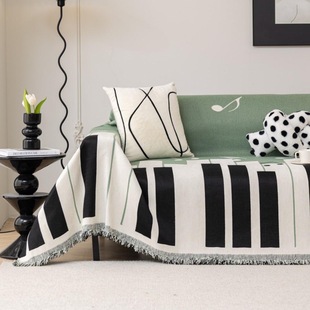 Husă de canapea cu cheie de pian Prosop de canapea Husă de canapea din chinelă Covoraș pentru animale de companie Camera de zi Notă muzicală Husă de canapea Pătură