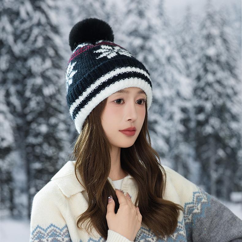 Autumn and Winter Hat Women's Big Head Circumference Knitted Wool Hat Rabbit Hair Plush Thermal Hat