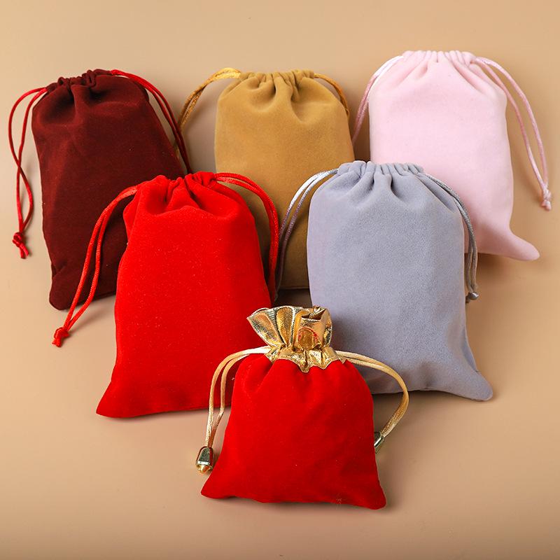 Black Velvet Drawstring Jewelry Pouch