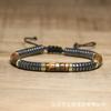 Turquoise Heishi & Hematite Disc Bracelet – Gold Accent Adjustable Boho Jewelry, Protection Calm Gift for Men & Women