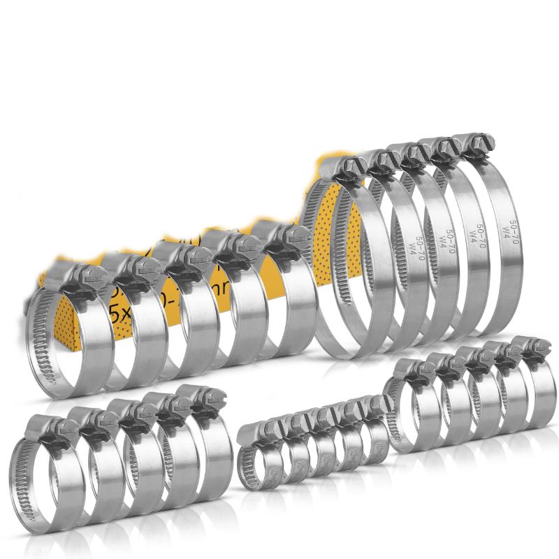25pcs Metal Hose Pipe Clamps 16mm-70mm Cross German Hose Clamp Clips for Air Hose Water Pipe Fuel Hose 5 Sizes