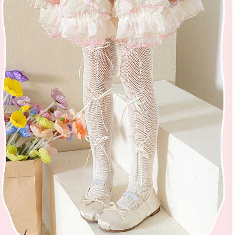 Soft and Breathable Children's Pantyhose Baby Leggings with Bowknot Detail, Trendy & Comfortable Long Stockings