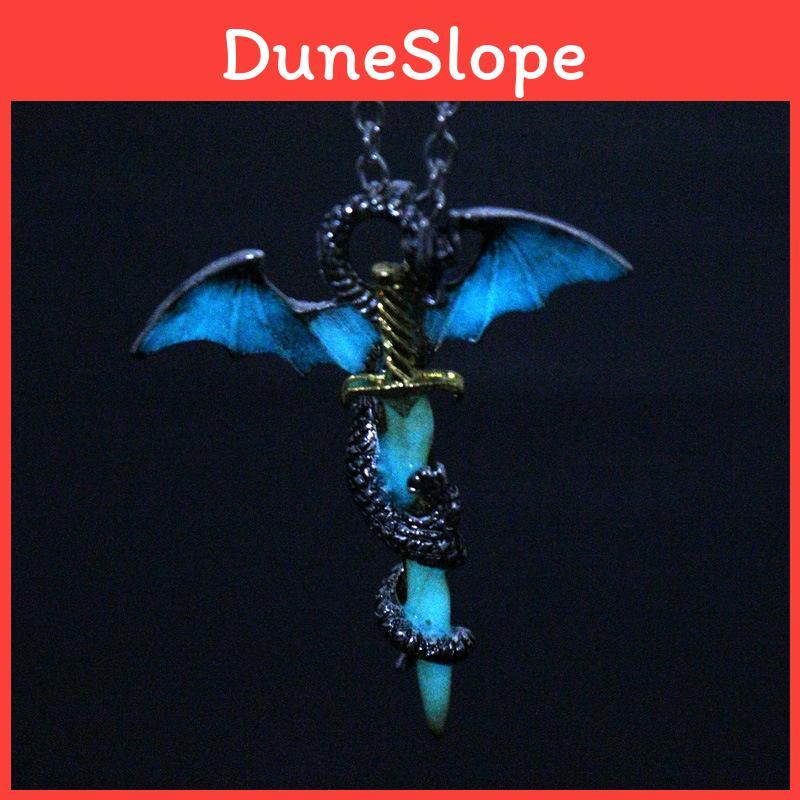 Luminous Winged Dragon Gold Pendant Necklace With Alloy Chain For Men And Women
