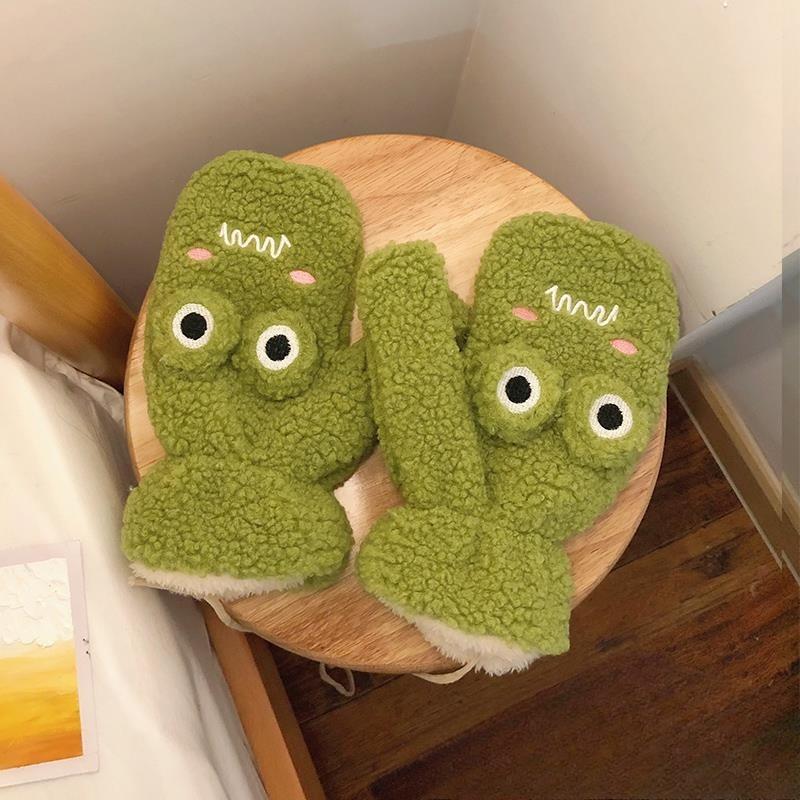 

Милые перчатки Ins Зимние женские бархатные утолщенные студенческие зимние с петлей через шею непродуваемые теплые варежки перчатки все включено one size