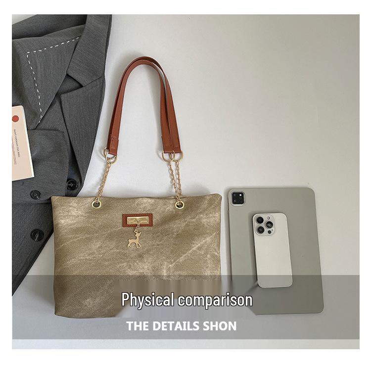 Versatile Single-Shoulder Tote: Stylish, Trendy, Large-Capacity Light-Colored Commuter Bag
