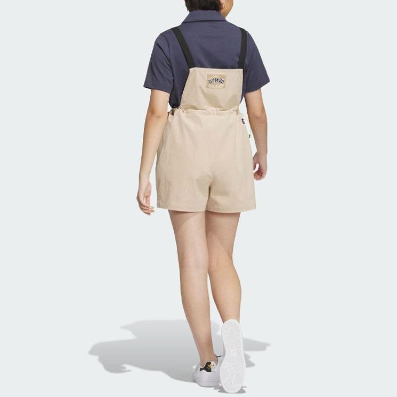 adidas Originals X Disney Dumbo Embroidered Cartoon Pattern Suspenders Shorts Women Bottoms Magic-Light-Brown IN1056