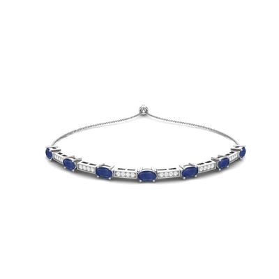 Blue Sapphire Tennis Bracelet -925 Sterling Silver