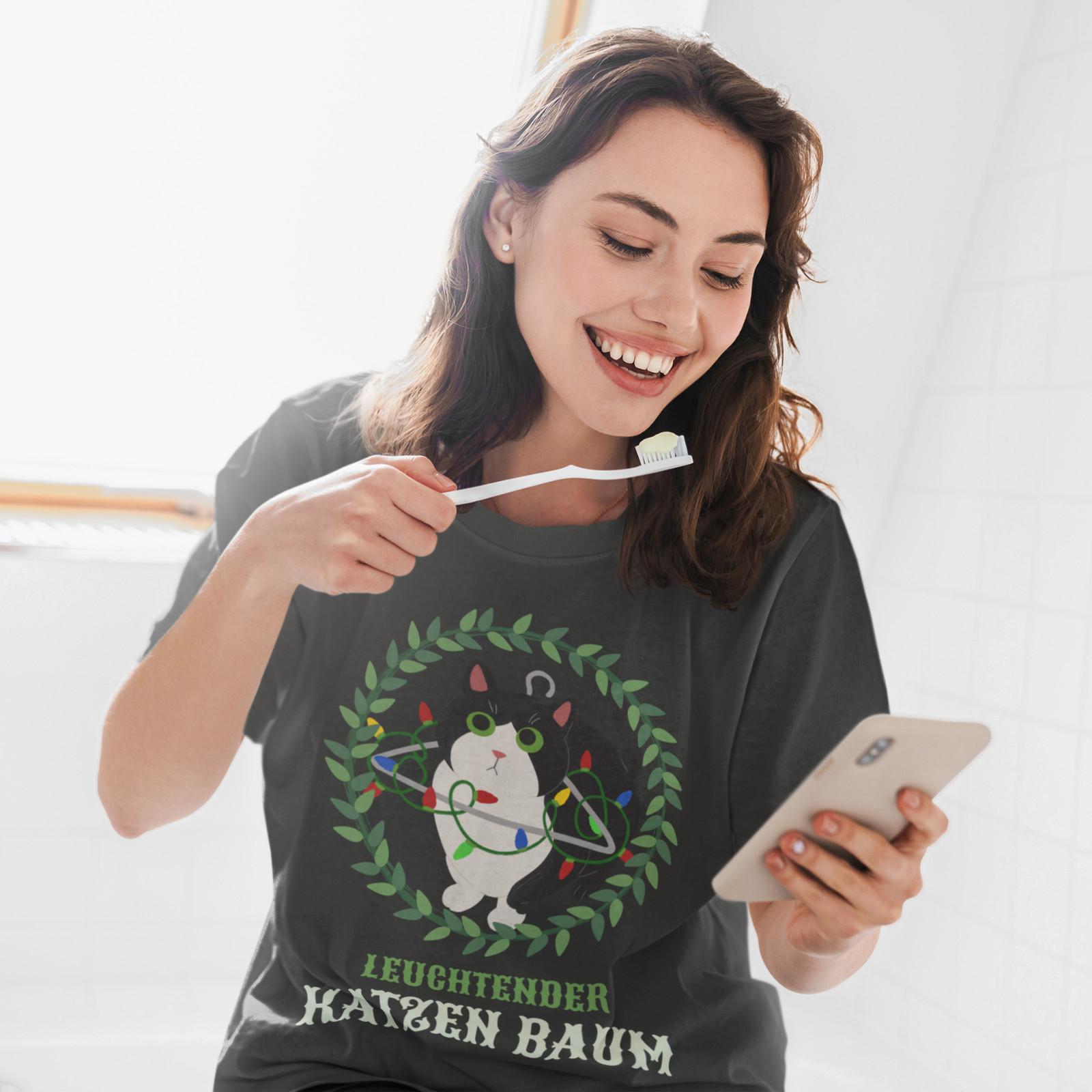 

Bio Damen T-Shirt Mens Womens Tees Top Oversize Funny Frohe Weihnachten Katzen Baum 2XL