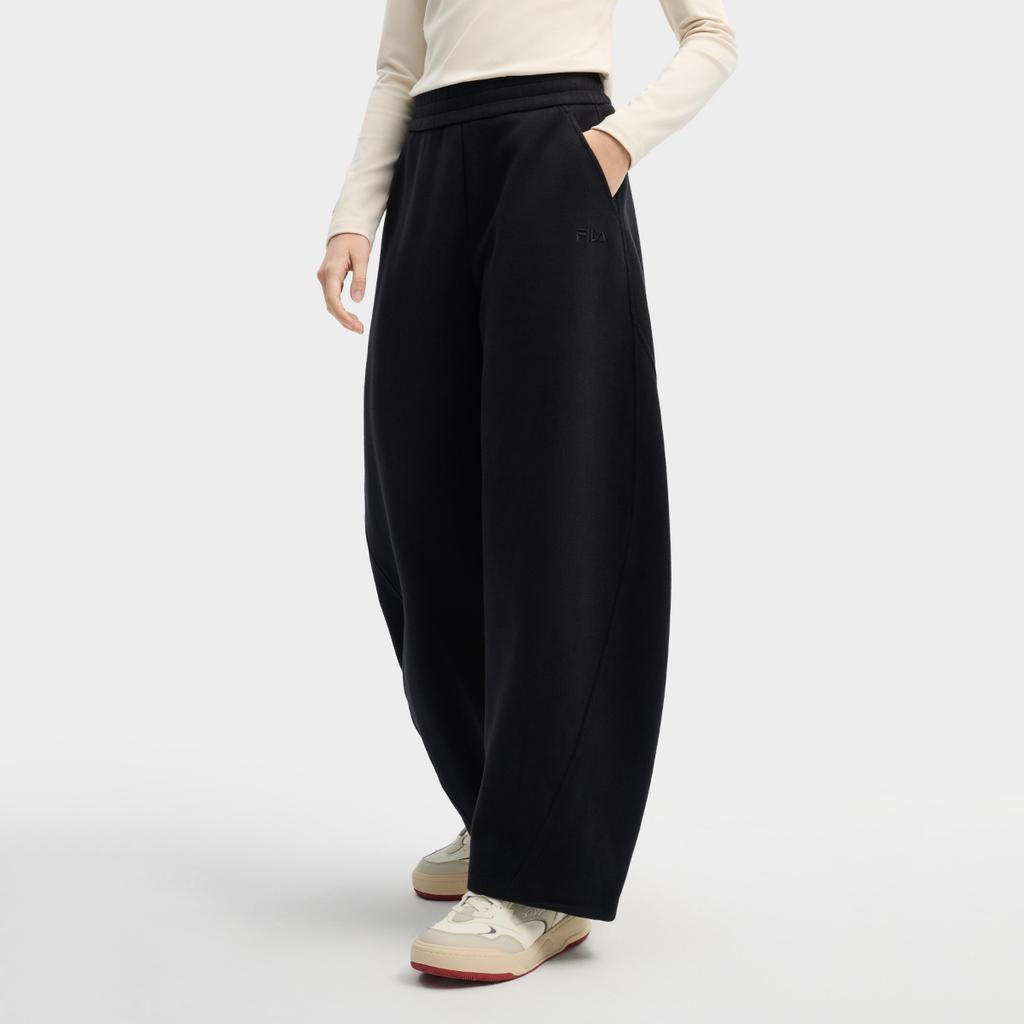 FILA Original Fashion Retro Classic Simple Comfortable Versatile Loose Casual Pants Women bottoms Dark-Flow-Black F11W619605FBK