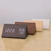 Triangular Wooden LED Alarm Clock Adjustable Brightness Humidity and Temperature Display Electronic Alarm Clock Voice-activated