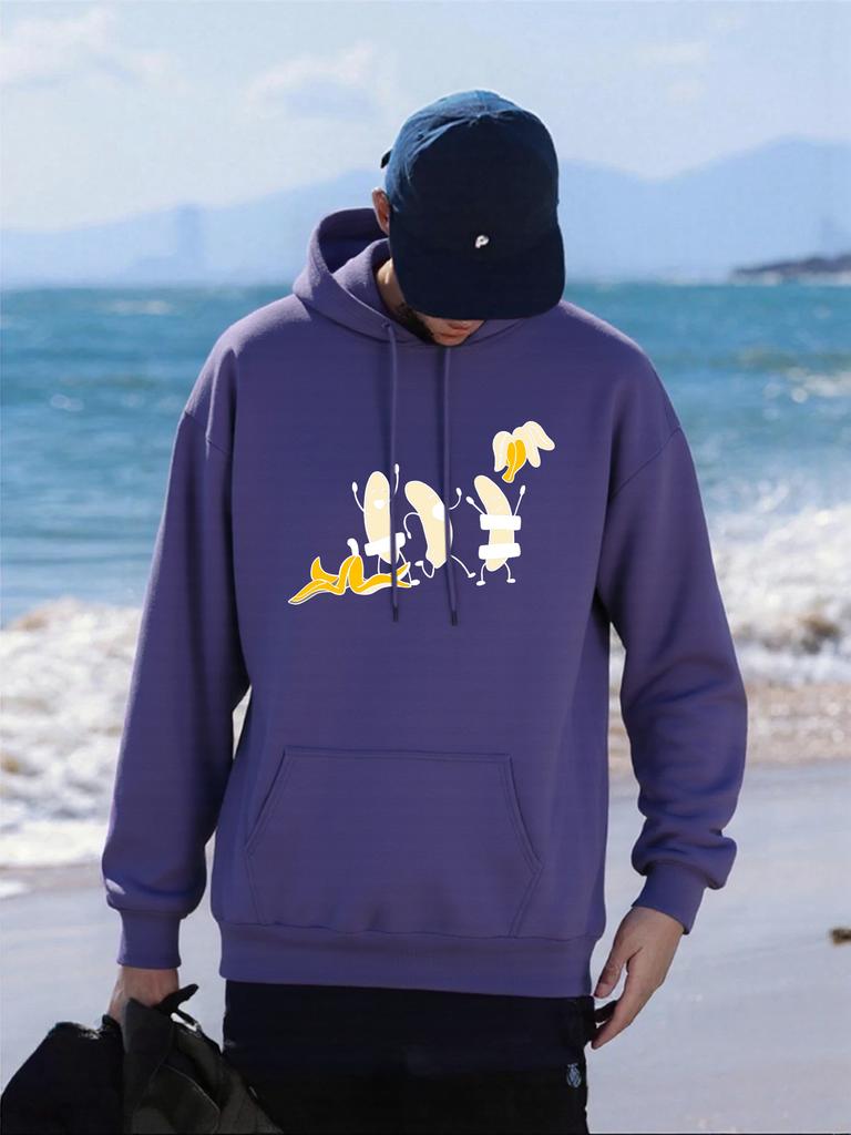 Funny Skinned Bananas Printing Hoody Men Casual All-Match Hoodie Oversized Fleece Sportswear Autumn Comfortable Male Pullover
