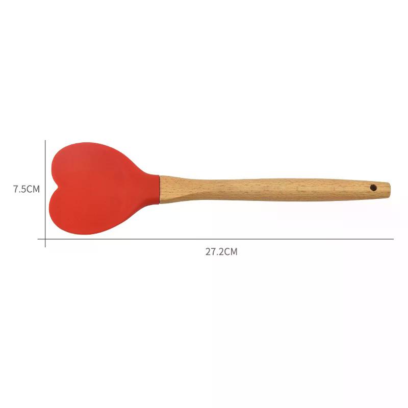 Valentine's Day Gift Set: Heart-Shaped Silicone Spatula with Wooden Handle, Non-Scratch & Easy Clean for Baking Lovers