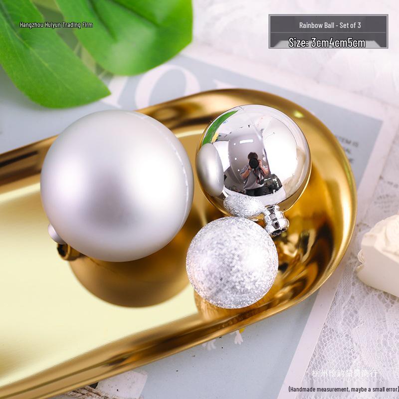 Festive Frosted Gold & Silver Ball Cake Decoration - Christmas & Birthday Iridescent Ornaments Topper