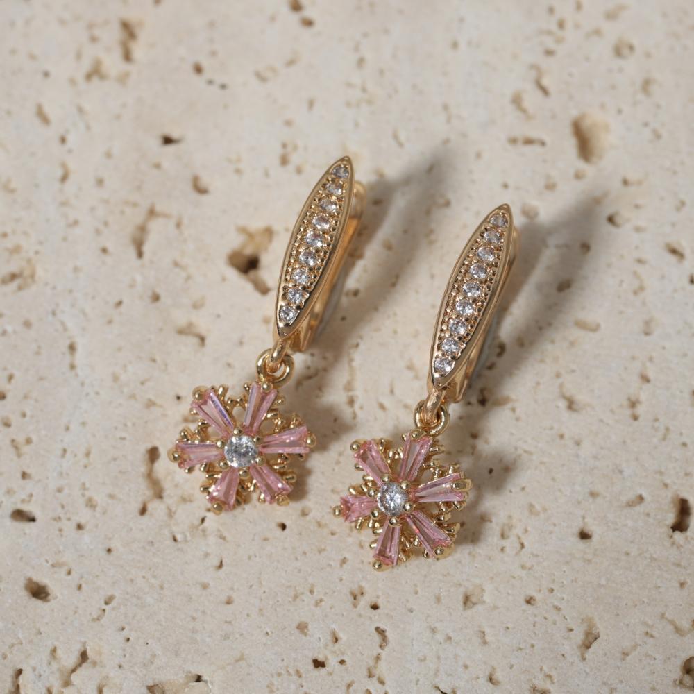1 Pair Snowflakes Dangle Earrings for Women Zirconia Earring Jewelry Wedding Party Accessories