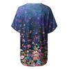 Women's Casual V-Neck Tops Short Sleeve T-shirt Printed Plus Size Summer T-shirt Tunic Top