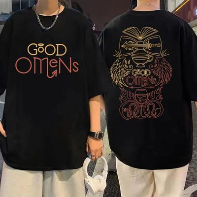 TV seriál Dobrá znamení Potištěná trička Pánská Dámská Móda Vintage Oversized trička Letní Ležérní Tričko z čisté bavlny Streetwear