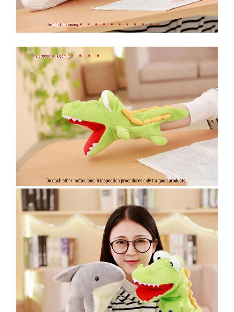 Movable Baby Shark Hand Puppet Plush Toy with Open Mouth Feature