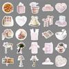 50 Cute Pink & White Bowknot Stickers - Waterproof Decor for Phone & Journal