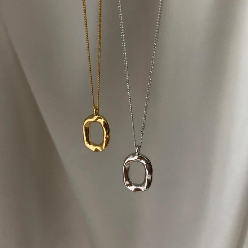 Niche Design Japanese And Korean Gold-Plated Color Ins  Simple Oval Donut Collarbone Chain Women'S Necklace Quality