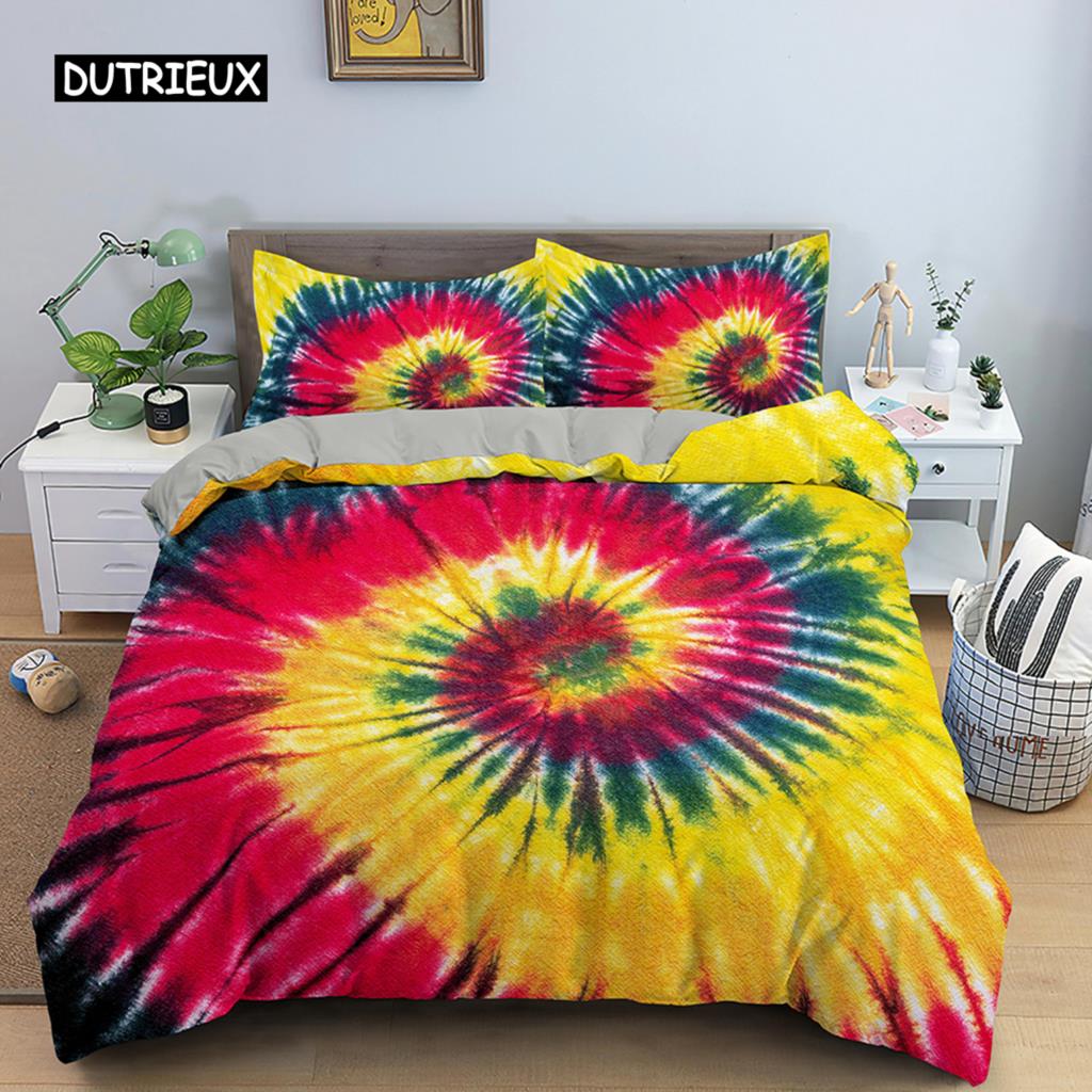 Geometric Printed Bedding Set Microfiber Colorful Lines Duvet Cover with Zipper Closure Queen King Size Quilt Cover Home Textile