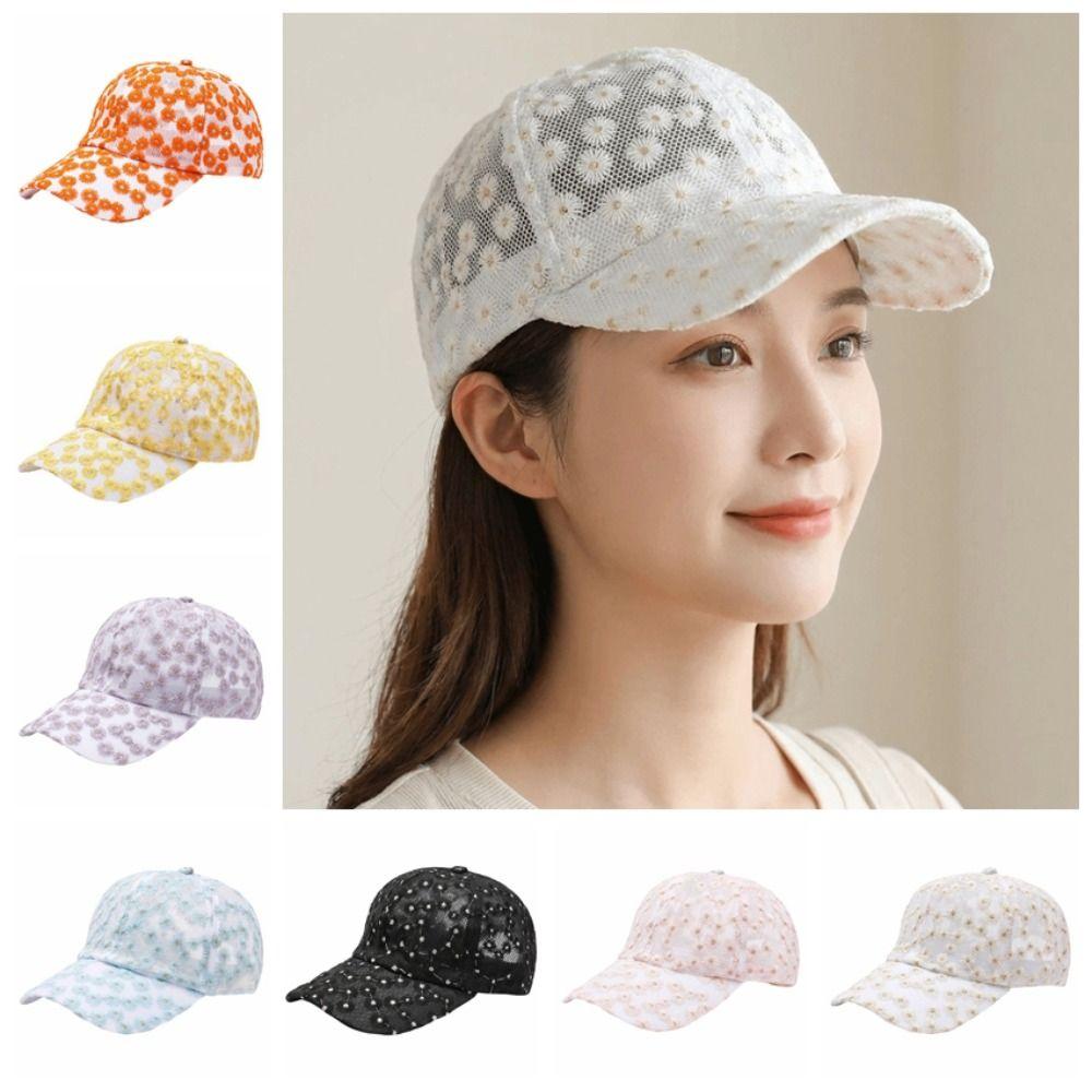 Breathable Visors Cap Embroidered Mesh Peaked Hat Casual Flower Baseball Cap Outdoor