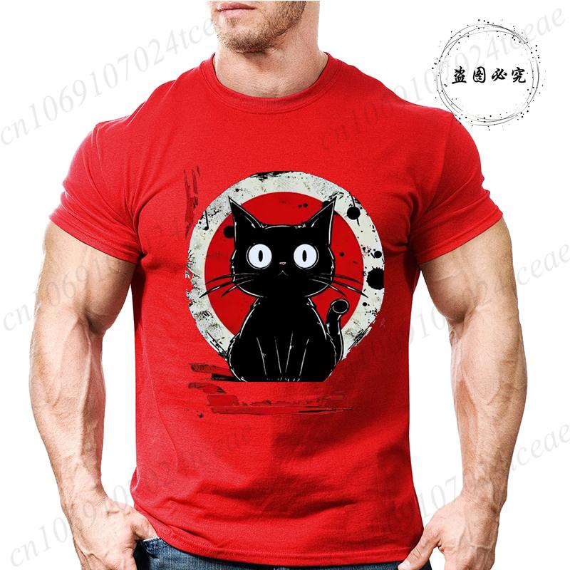 Kawaii Cat Japanese Black Anime Cat Men's T Shirt Tee T-Shirt Kawaii Clothes Shirts for Women Tops Graphic T Shirts Camisetas