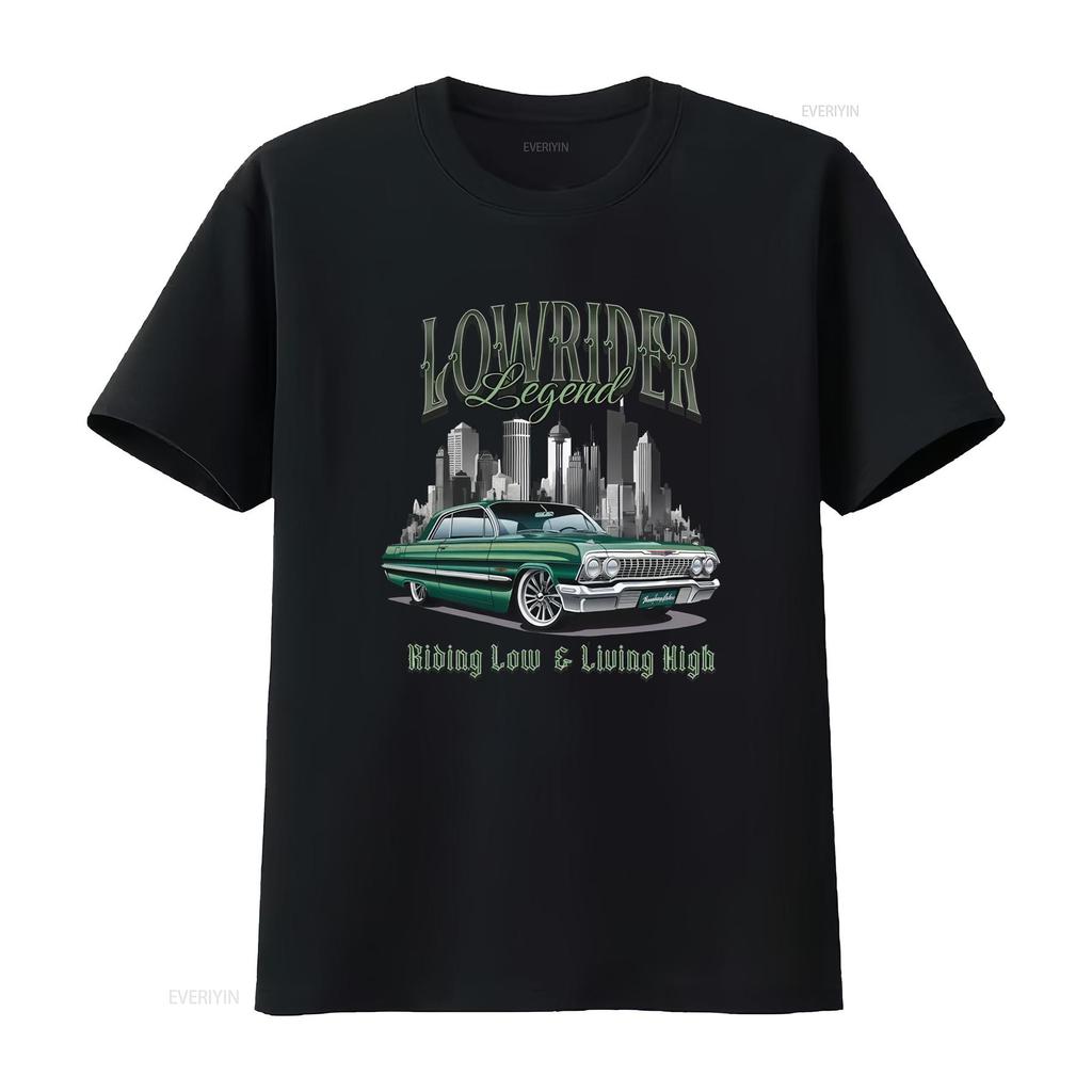 Lowrider Legend Green T Shirt Vintage Washed Casual Top For Everyday Wear Unisex Designer Clothes Breathable Slightly Stylish