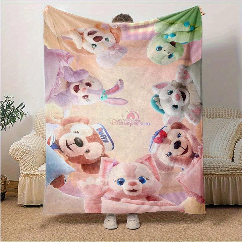 1pc, Duffy and Friends (15) Home Decor Flannel Blanket Perfect Gift for Bedroom, Living Room, Travel, Camping, Car