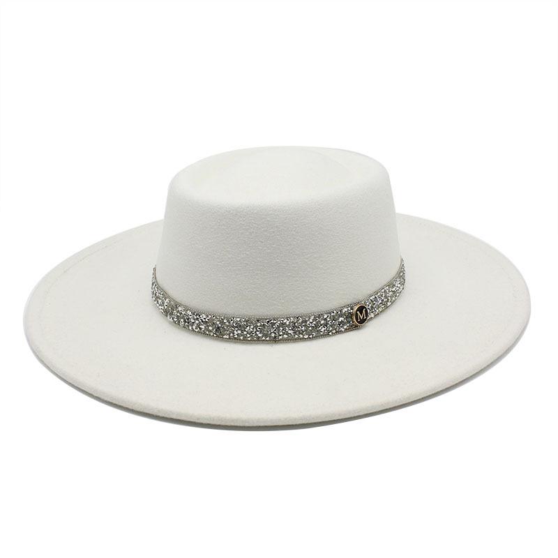 9.5Cm Brim Wool M Standard Diamond Felt Hat Concave And Convex Top Men'S And Women'S Top Hats Wide Brim Felt Hat
