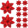 5/10Pcs 14.5cm Christmas Decoration Artifical Flower Ornaments Pink Red Gold Glitter Fake Flowers For Xmas Tree Home Decor