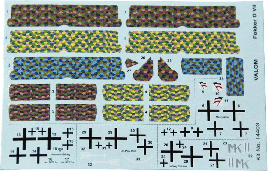 VALOM 1/144 German Fokker D7 Biplane Fighter Set of 2 Plastic Model Kits CV14403