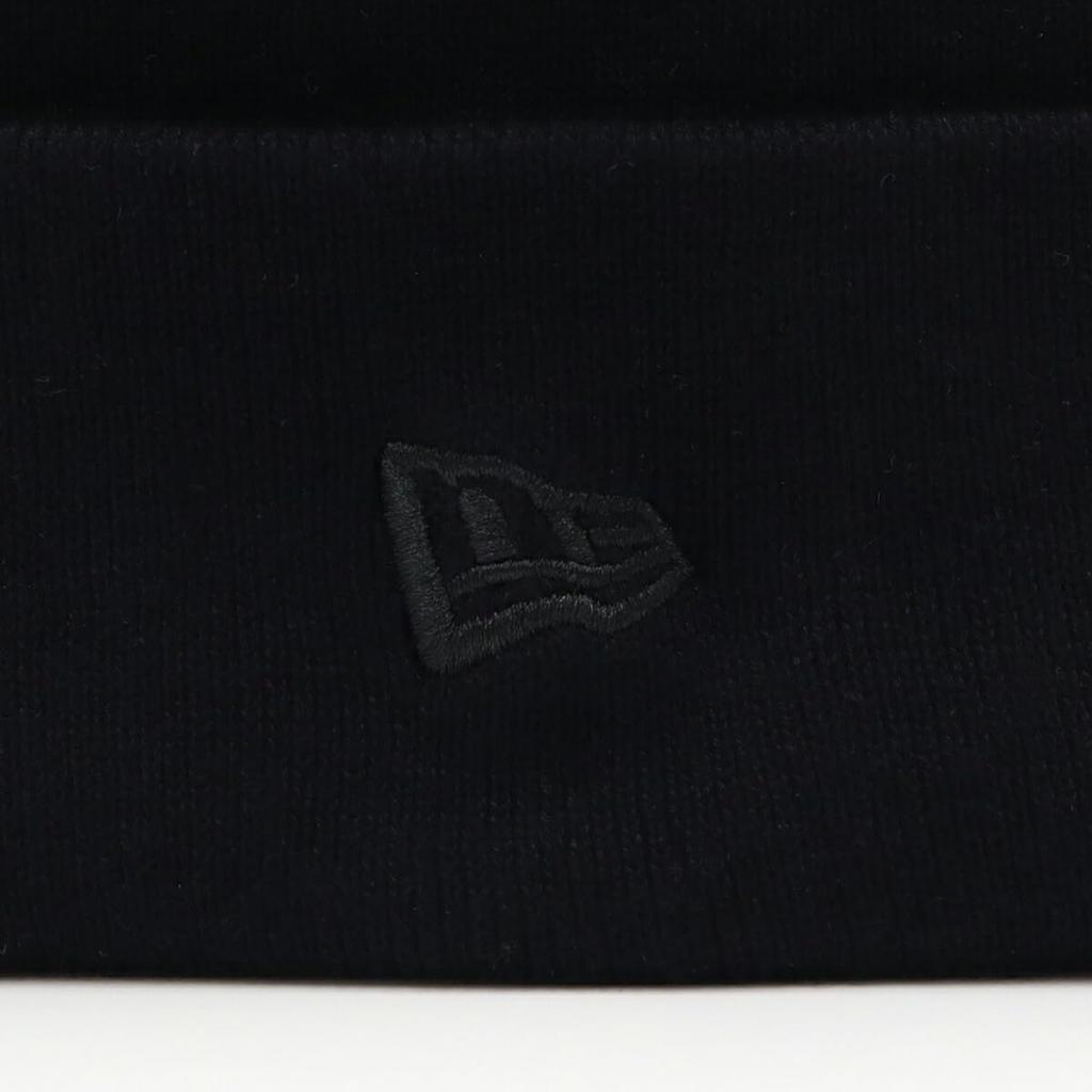 New Era Free Basic Cuff Knit Cotton Black Solid Cap, 223, Color, Black/Black
