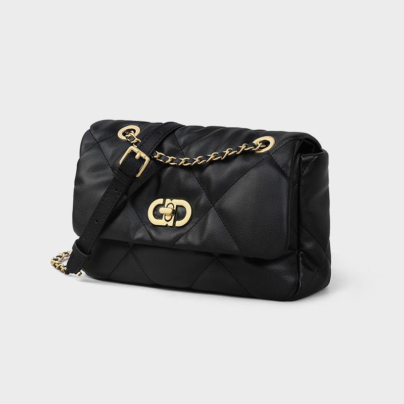 New Autumn and Winter Genuine Leather Women's Bag Diamond Square Bag Large Capacity Chain Bag Crossbody Bag