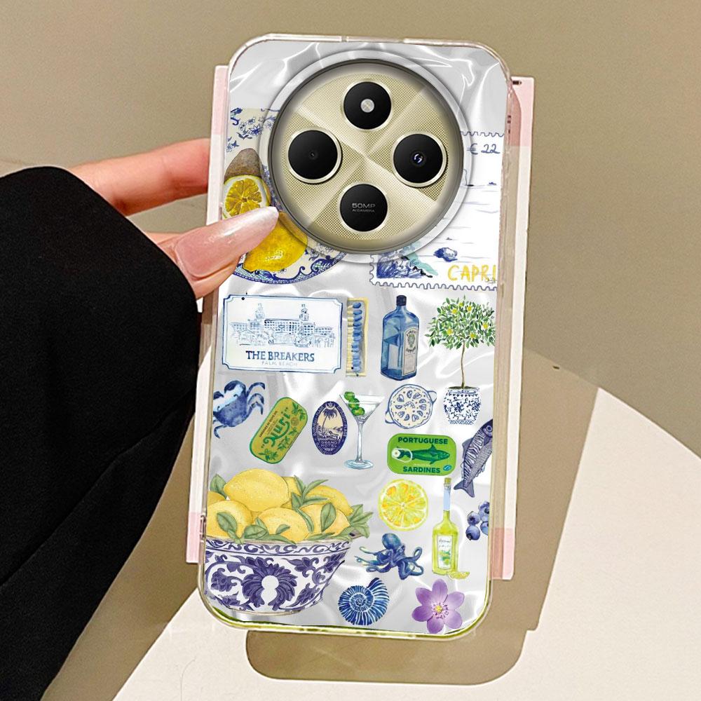 Seaside Scenery Wine Lemon Phone Case for Xiaomi Redmi Note 14 13 12 11 11S 10 9 10S Pro A5 A3 A4 A3X 9C 13C 14C 9C A1 A2 Cover