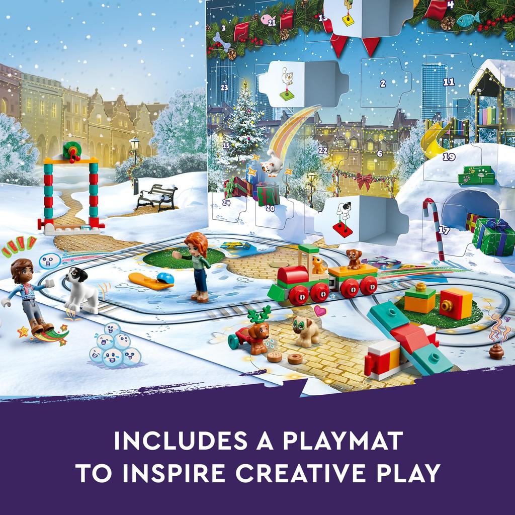 LEGO Friends 2023 Advent Calendar 41758 Christmas Holiday Countdown Playset with 24 Collectible Daily Surprises, 2 Mini-Dolls and 8 Pet Figures