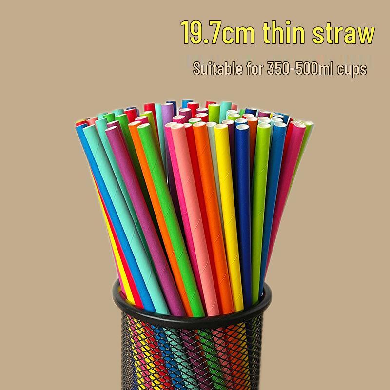 100 Biodegradable Striped Paper Straws - Colorful Drink Party Decorations