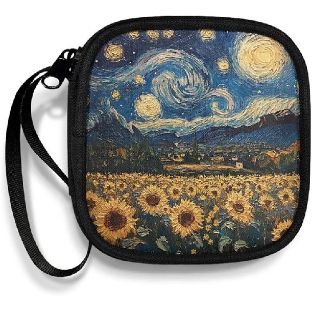 Mushrooms and Moon Carrying Earphone Case Pouch Storage Bag Holder-Earbud Case Headphones Storage Bag Pouch for Headphone, Bluetooth