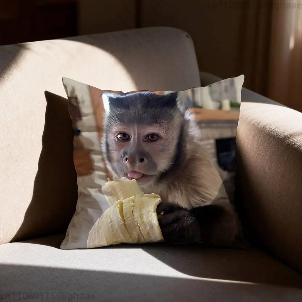 Funny Meme Monkey Cushion Cover Cute Monkey Emoji Throw Pillow Case For Living Room Sofa Prank Gift Home Decor Pillowcase 40X40