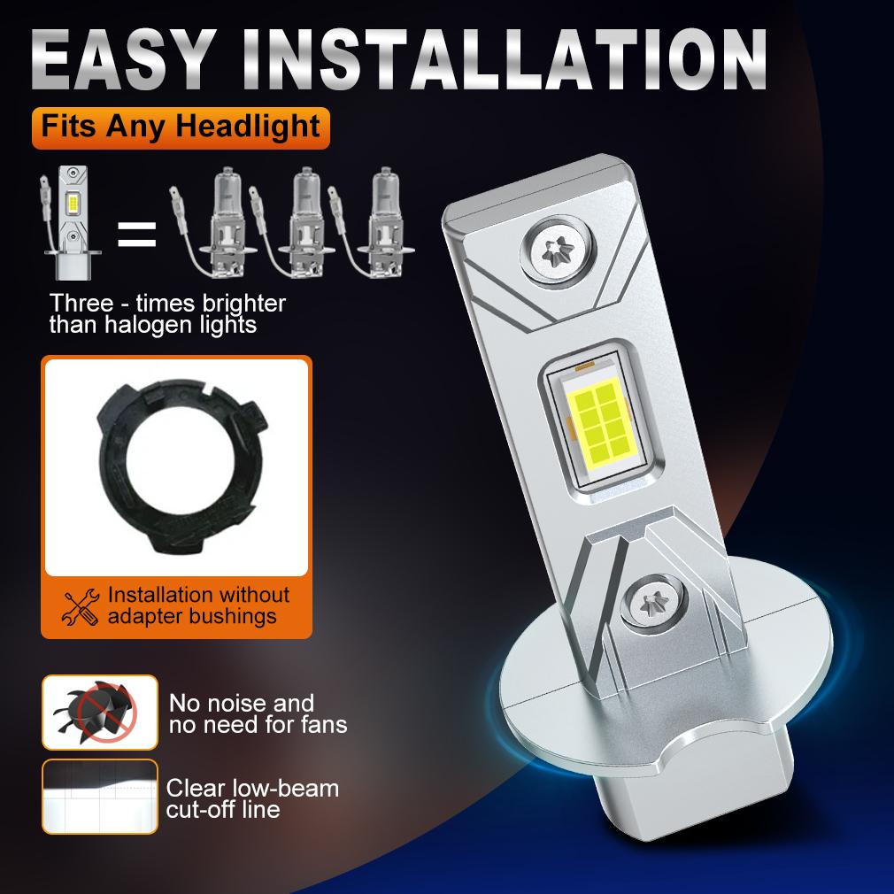 2 Stück 12000LM H3 LED Nebelscheinwerferlampen Mini H3 LED Nebellampe 30W 16Core CSP für Auto Lüfterlos Tagfahrlicht Auto Tagfahrleuchten 12V 6500K Weiß