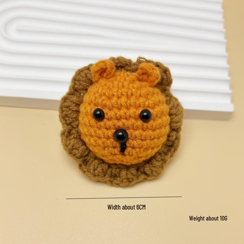 Crochet Plush Cartoon Lion Head Keychain DIY Kit - Children s Day Gift Ornament